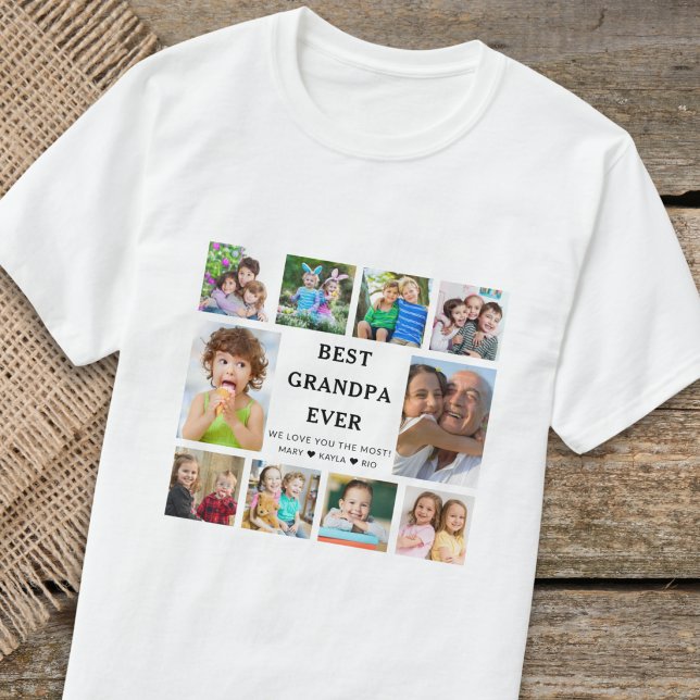 Bästa farfar någonsin Barnbarn 10 Fotokollage T Shirt (Skapare uppladdad)
