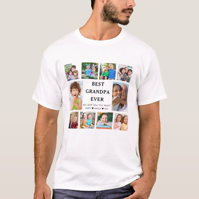 Bästa farfar någonsin Barnbarn 10 Photo Collage T Shirt (Framsida)