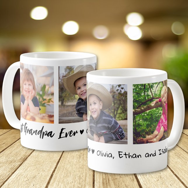 Bästa farfar någonsin Barnbarn 3 Fotokollage   Kaffemugg (Skapare uppladdad)