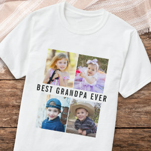 Bästa farfar någonsin Barnbarn 4 Foto Collage T Shirt
