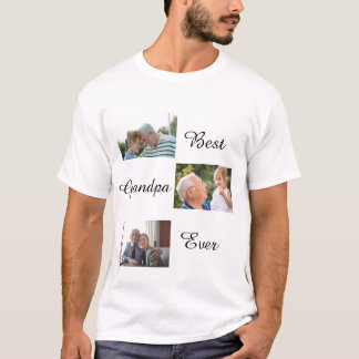 Bästa farfar någonsin Fars dag 3 Foto Collage T Shirt
