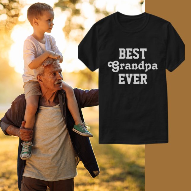Bästa farfar någonsin Fars dag Svart och vit text T Shirt (Skapare uppladdad)