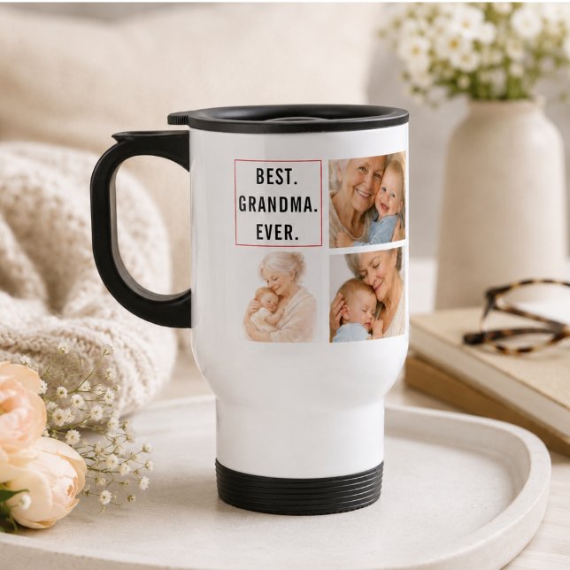 Bästa farfar någonsin Foto Collage | Farföräldrar Resemugg (Best Grandpa Ever Photo Collage | Grandparents Travel Mug)