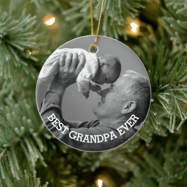 Bästa farfar någonsin-fotofamiljen bild i Anpassni Julgransprydnad Keramik (Träd)