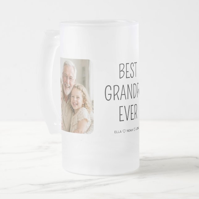 Bästa farfar någonsin Frostad minimalistisk fotoöl Frostat Ölglas (Framsida vänster)