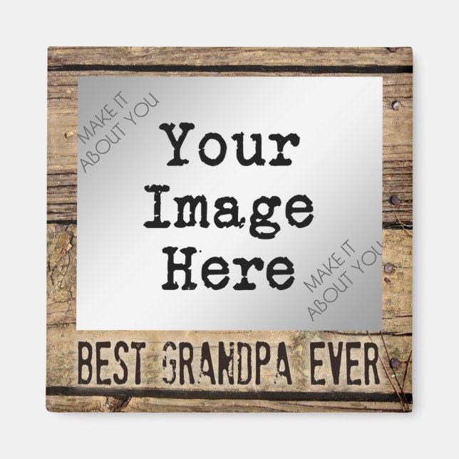 Bästa farfar någonsin i Rustic Wood Framed Photo Magnet (Framsidan)