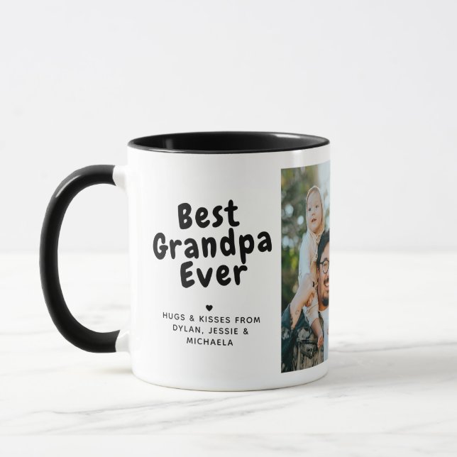 Bästa farfar någonsin-meddelande om 2-fotokollage  mugg (Vänster)