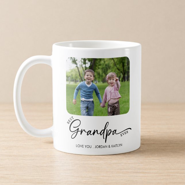 Bästa farfar någonsin Modern script 1 eller 2 bild Kaffemugg (Skapare uppladdad)