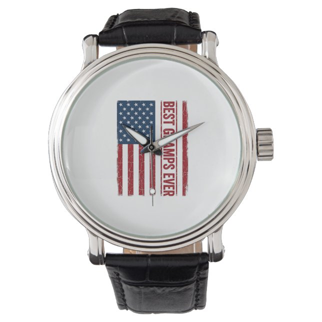 Bästa farfar någonsin Patriotisk flaggvektordesign Armbandsur (Framsida)
