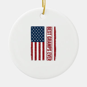Bästa farfar någonsin Patriotisk flaggvektordesign Julgransprydnad Keramik