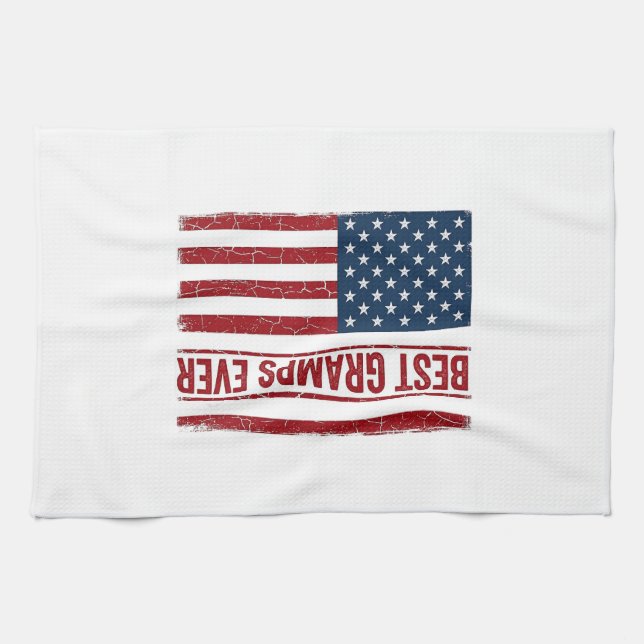 Bästa farfar någonsin Patriotisk flaggvektordesign Kökshandduk (Horisontell)