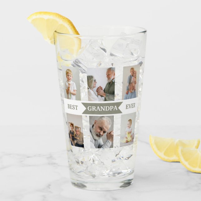Bästa farfar någonsin - Personlig Glass Kopp Foton (Framsida Ice)