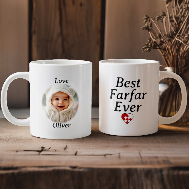 Bästa Farfar någonsin - Personlig Photo Yule Heart Jumbo Mugg (Skapare uppladdad)