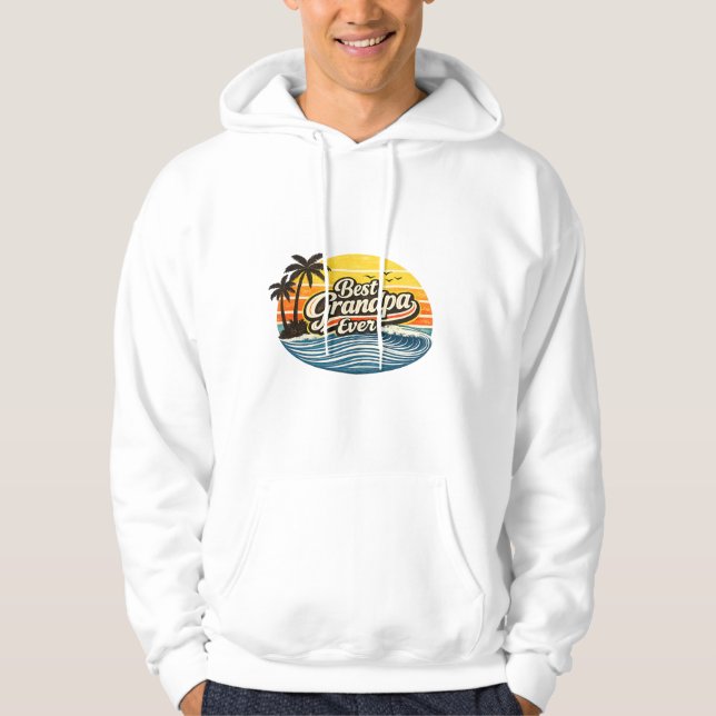 Bästa farfar någonsin Retro solnedgångsdesign Hoodie (Framsida)