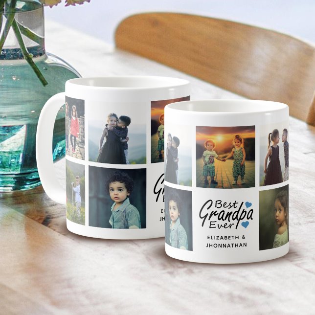 Bästa farfar någonsin Skriptnamn Foto Collage Pres Kaffemugg (Skapare uppladdad)