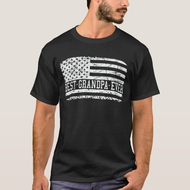 Bästa farfar någonsin USA Flagga Grandpa Fars dag  T Shirt (Framsida)