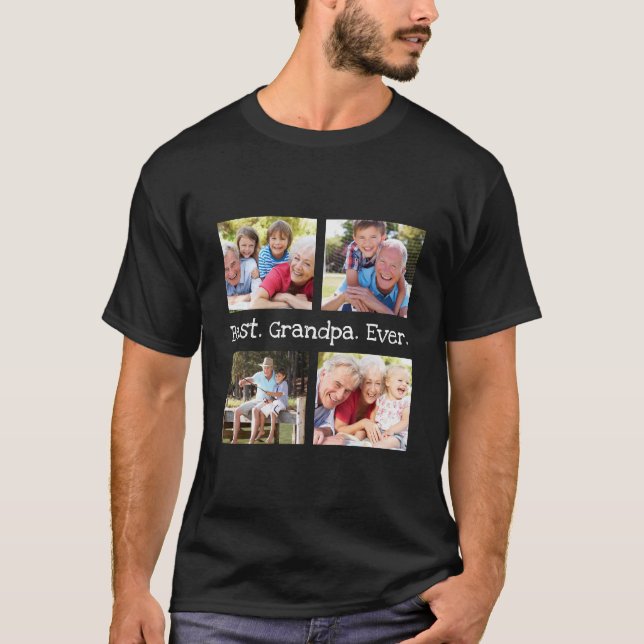 Bästa farfar nånsin 4 Photo Collage Roligt Keepsak T Shirt (Framsida)