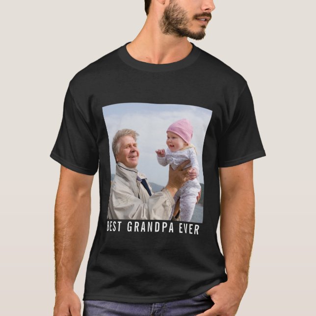 Bästa farfar nånsin, farfar och Baby Photo Black T Shirt (Framsida)