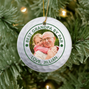 BÄSTA FARFAR PAR Golfboll Julgransprydnad Keramik