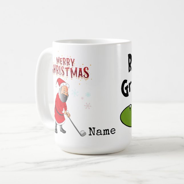 Bästa farfar per par för jul med Jultomten Kaffemugg (Framsida vänster)