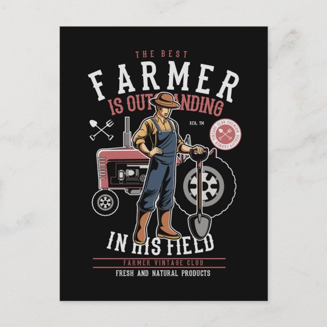 Bästa Farmer-Vintage-vykort Vykort (Framsida)