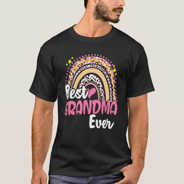 Bästa farmma, någonsin funny Rosa Leopard Rainbow  T Shirt (Framsida)