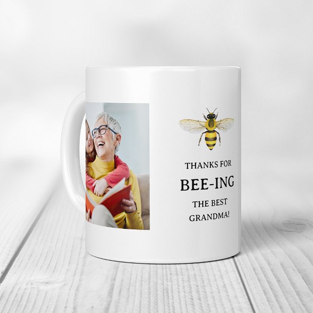 Bästa farmor | Enkel cute Bee och foton Kaffemugg (Skapare uppladdad)