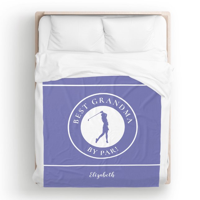 Bästa farmor golfspelare monogram pro periwinklebl fleecefilt (Best Grandma Golfer Monogrammed Pro Blue Fleece Blanket)