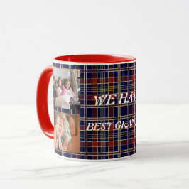 Bästa farmor med 4 bilder Plaid Tartan Mugg