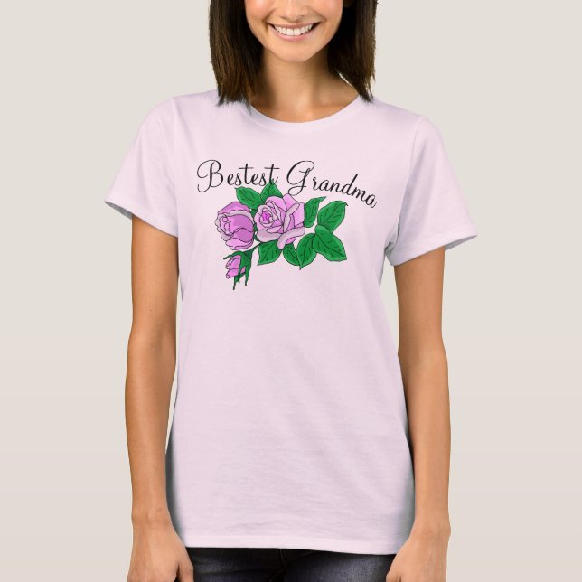 Bästa farmor med rosor t-shirt (Framsida)