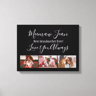 Bästa farmor någonsin, 3 Photo Collage White Black Canvastryck