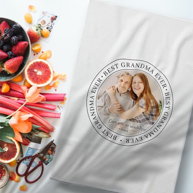 Bästa farmor någonsin Modern Classic-foto Kökshandduk (Skapare uppladdad)
