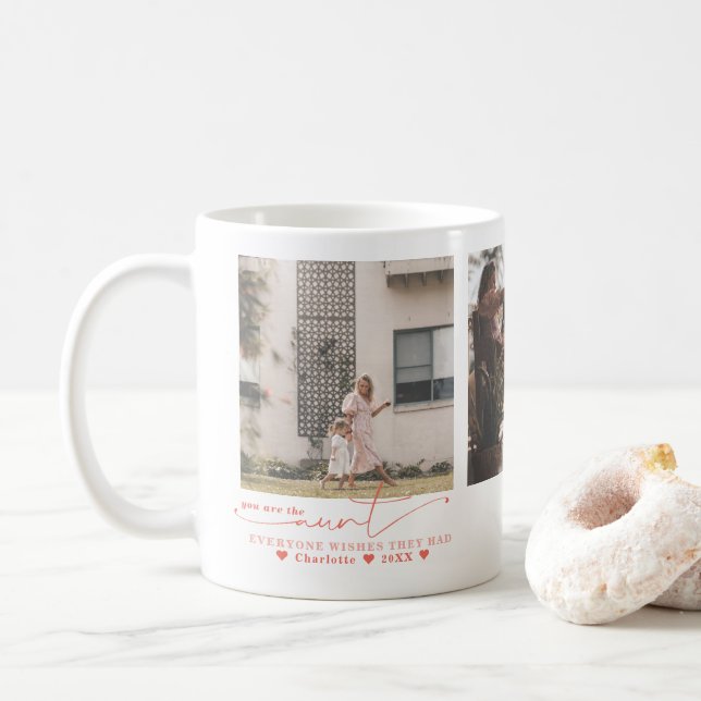 Bästa Faster | Handskriven Tre Foto Collage Kaffemugg (Med munk)