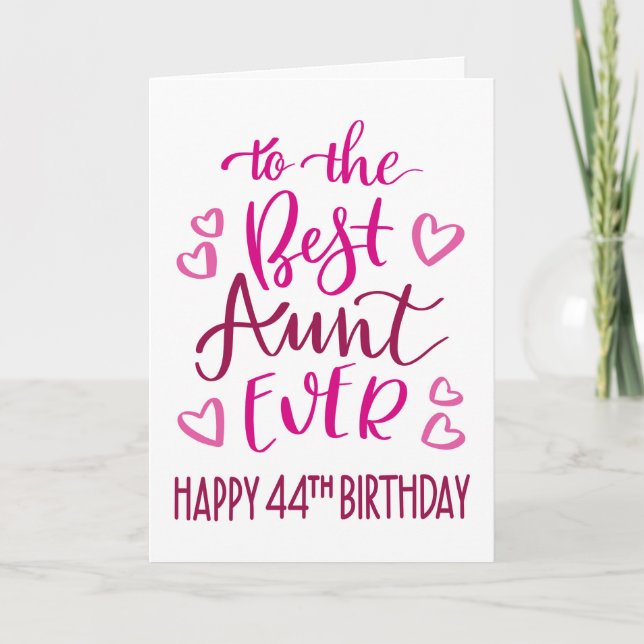 Bästa faster någonsin 44-års typografi i rosa kort (Framsida)