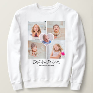 "Bästa Faster Någonsin" Anpassad Fotokollage Hjart T Shirt