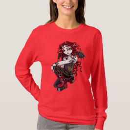 Bästa felik konst "Terri" för gotisk röd T-shirt