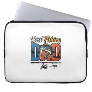 Bästa Fiskande Pappa Vintage Gravyr T-Shirt Design Laptop Fodral