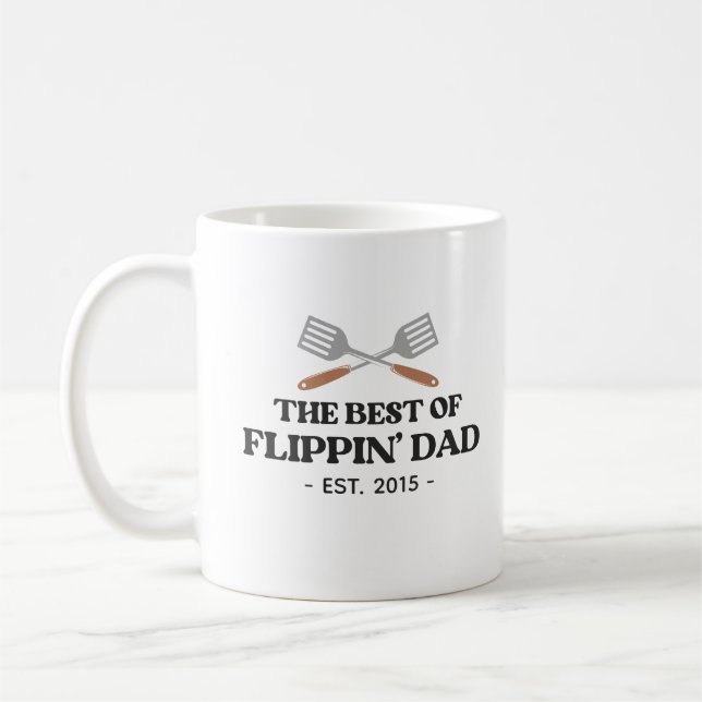 Bästa Flippande Pappa Stekspade Rolig Retro  Kaffemugg (Vänster)
