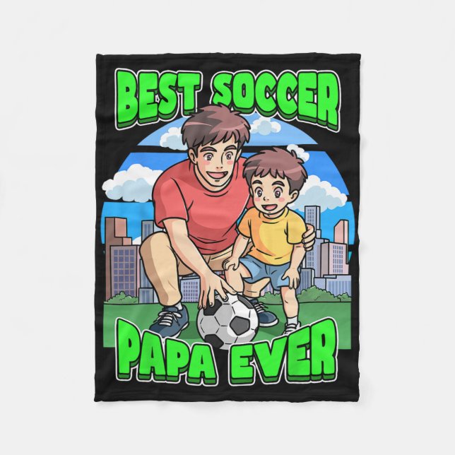 Bästa fotbollspappa någonsin firar fars dag pappa fleecefilt (Framsidan)