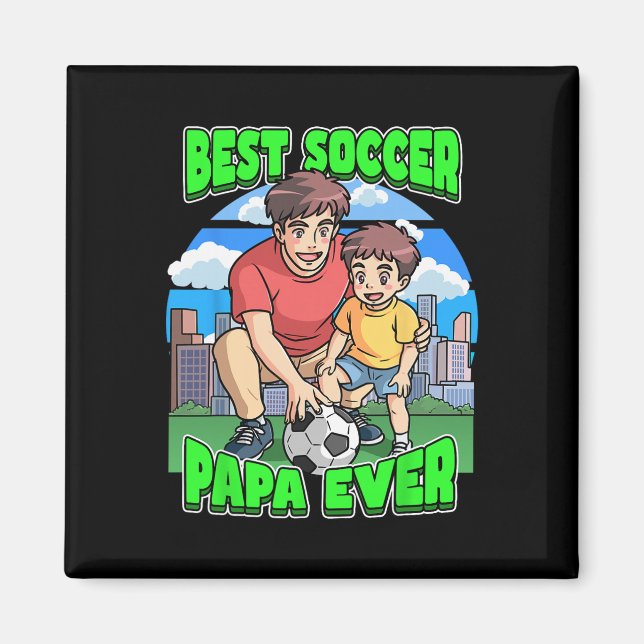 Bästa fotbollspappa någonsin firar fars dag pappa  magnet (Framsidan)