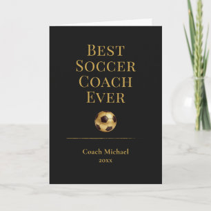 Bästa fotbollstränaren någonsin Elegant svart guld Tack Kort