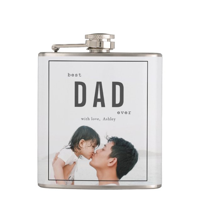 Bästa foto för Pappa någonsin Fars dag Fickplunta (Framsidan)
