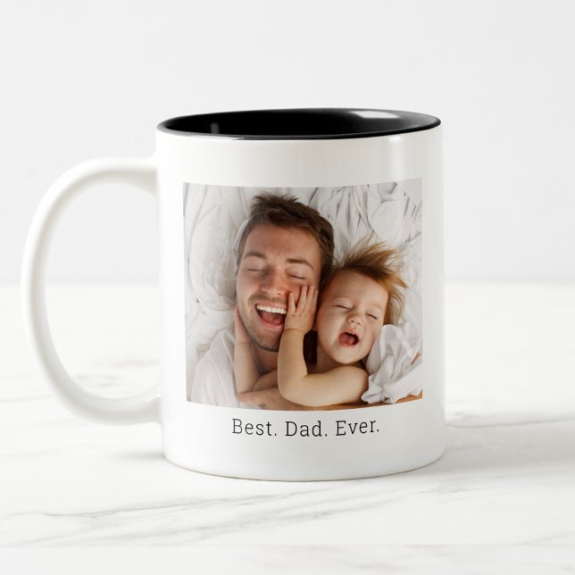 Bästa foto för Pappa någonsin Fars dag Två-Tonad Mugg (Best Dad Ever Father's Day Photo Two-Tone Coffee Mug)