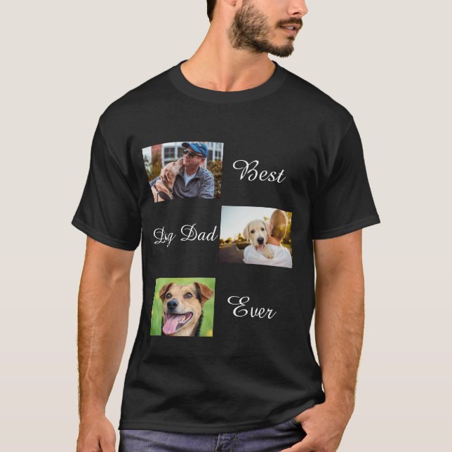 Bästa fotokollage för Hund Pappa någonsin Fars dag T Shirt (Framsida)