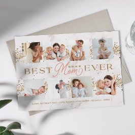 Bästa fotokollage för Mamma någonsin Guld Glitter  Kort