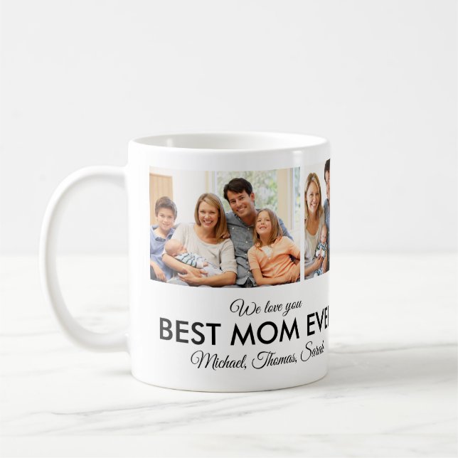 Bästa fotokollage för Mamma någonsin Mors dag Kaffemugg (Vänster)