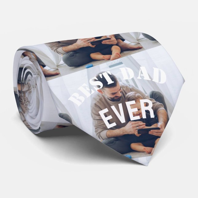 Bästa fotokollage för Pappa någonsin-Anpassningsba Slips (Rullad)