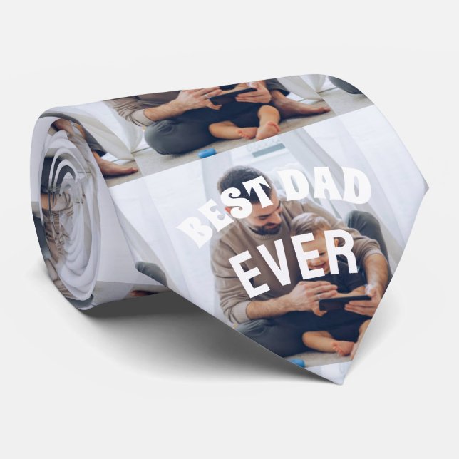 Bästa fotokollage för Pappa någonsin-Anpassningsba Slips (Rullad)