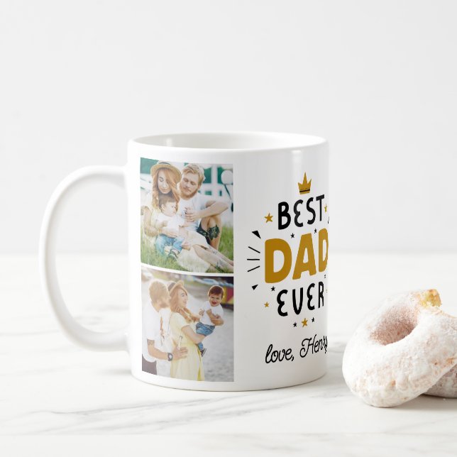 Bästa fotot Pappa någonsin Fars dag 5 Kaffemugg (Med munk)