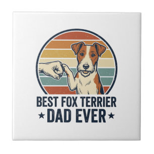 Bästa Fox Terrier Pappa Någonsin Vintage Hundälska Kakelplatta